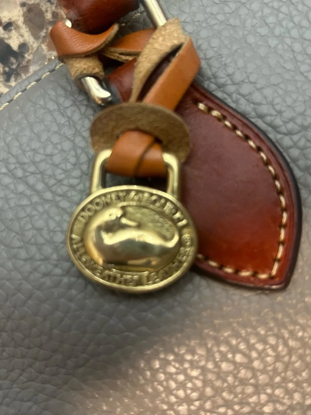 Dooney & Bourke Pebble Leather Taupe Handbag - Picture 4 of 6